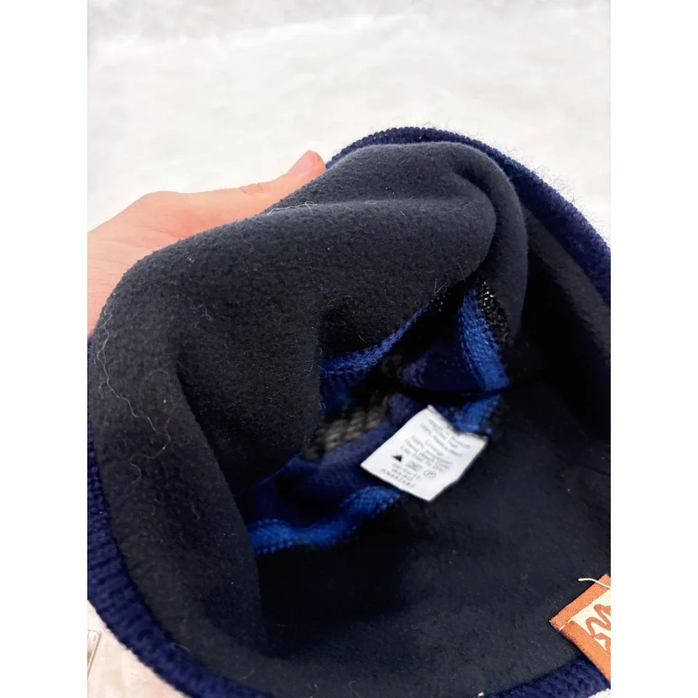 Turtle Fur Alpaca Wool Beanie Striped Fleece Lined Blue Grey Skull Cap Adult